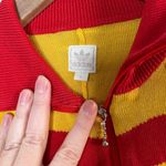 Adidas Carlo Gruber Womens Red Yellow Striped Full-Zip Knit Sweater Large Photo 1