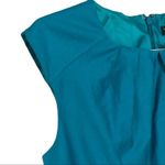 Venus Scallop Neck Sheath Midi Dress Teal Paisley Cap Sleeve Size 4 Professional Photo 11