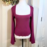 Maeve NWT Anthropology Square Neck Sparkle Top in Raspberry Womens Large💛 Photo 10