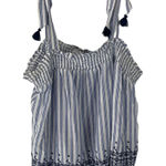 Old Navy  Women's Size Large Blue Striped Boho Embroidered‎ Top Photo 0