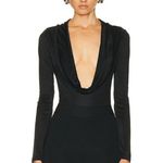 Versace Jersey Hooded Bodysuit in Black 36 4 New Womens Long Sleeve Top Photo 3