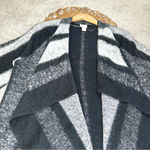 Chico's Chico’s Emma Striped Cardigan Wool Blend Cozy Black & Gray Draped Open-Front Photo 5