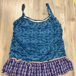 Gypsy Rose Boho Festival Tank Top Blue Purple Ruffle Hem Photo 6