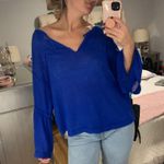 Free People  blue dahlia thermal bell sleeve top Photo 6
