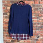 Faded Glory  womens waffle knit layered plaid flannel shirt blue /red L Photo 4