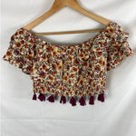 Raga  Mryna Floral Ruffle Tassel Crop top size medium Photo 4