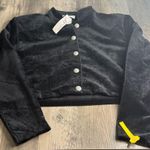 Vintage Banjo Dallas Texas Corduroy Crop Western Jacket With Shoulder Pads Black Size M Photo 0