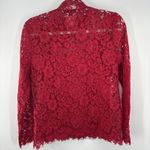 J. Crew MockNeck Top Blouse Floral Lace Red Button Ribbon Holiday Party Whimsy 4 Photo 15