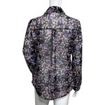EXPRESS Shirt Womens Small Black Blue Floral Portofino Office Casual Versatile Photo 3