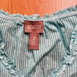 Chico's Chico’s Ombre Tunic Top White Aqua Sz 2 EUC Ruffle Resort Wear Coastal Cruise Photo 4