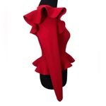 EXPRESS Red exaggerated ruffle long sleeve peplum sweater avant garde Photo 4