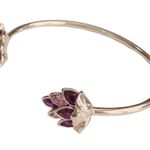 Amethyst Gold Tone Purple Faux  Open Bangle Bracelet Photo 2