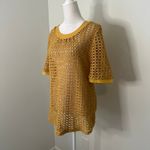 Anthropologie Angel of the North dark yellow open knit short sleeve top size S Photo 2