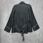 Victoria's Secret 038. Victoria Secrets Black Wrap Pajama Top Long Sleeve Logo Tie White Trim L Photo 1