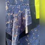 BCBGMAXAZRIA  Neon Yellow & Navy Blue Lace Color Block Dress - Size 8 Photo 5
