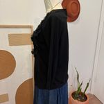 August Silk  Black Soft Embellished Floral Detail Button Front Cardigan Sweater Photo 5