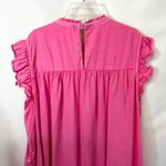 Crown & Ivy XXL Dress Pink Smocked Ruffle Cap Sleeve Shift Knee Preppy 1728 Photo 6