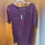 Steve Madden  Women's Marcella Sequin Sexy T-Shirt Mini Dress Sz XL NWT Aubergine Photo 3