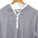 J. Jill Fit Womens Stripe Loop Terry Long Sleeve Hoodie Black White Size XL‎ Photo 1