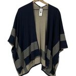 CAbi Reversible Wrap Poncho Sweater (Style 3163) - Blue/Oatmeal - M/L Photo 0