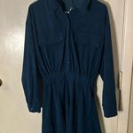 Cider  Dark Teal Solid Collar Mini Dress XS NEW Fall Academia Classic Preppy Boho Photo 2