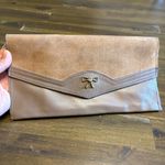 Leather Suede Envelope Clutch Bag Tan Gray Neutral Bow Vintage Bohemian Festival Brown Photo 1