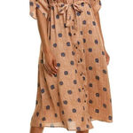 Nic+Zoe Street Seen 3/4 Sleeve Tie Waist Midi Bengal Shirt Dress Brown Small Photo 0