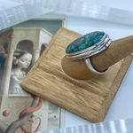 Copper Chrysocolla Silver Ring Size 8 Blue Photo 3