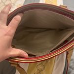 Arcadia Glossy Red and Tan Tote Bag Photo 8