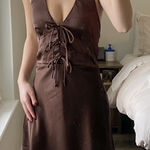 Windsor NEW  Laced Up Luxe Satin Halter Mini Dress Photo 0