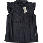 J.Crew NWT  Back Button Ruffle Top Black Size 2 Photo 0