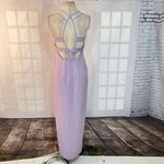 Aidan Mattox Aidan by lilac purple plunge neck cage back column gown size 10 Photo 7