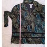 American Vintage Vintage 90s Boho Witchy Paisley Floral Metallic Jacket Green Black Gold Size 16P Photo 11