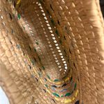 Vintage Woven Raffia Tote Bag with Colorful Ribbon Accents Blue Photo 3