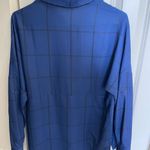 🔵 Women’s Navy Blue Windowpane Plaid Blouse | High Photo 4