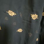 Lucky Brand Womens Peasant Top Shirt S Sheer Navy Blue Cream Leaf Leaves Print Photo 2