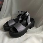 Topshop  Glitter Platform Chunky Heel Silver Sandals 9.5 Disco Party Festival Y2K Photo 1