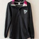 PINK - Victoria's Secret Victoria’s Secret PINK Bling Quarter Snap Gray & Pink Varsity Crew Sweatshirt XS Photo 0