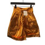 Kimberly Goldson Lizzie‎ Metallic Faux Leather Shorts Copper 0 Orange Photo 3