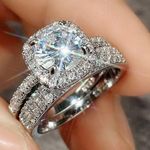 Gorgeous Cubic Zirconia Silver Princess Cut 2.5 Carat Ring and Band Set Size 8 Photo 1