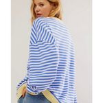 Free People We the Free Classic Striped Oversized Crewneck Viral Sweatshirt Sz L Photo 1