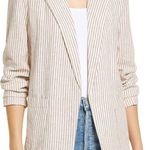 Caslon  Linen Blazer Jacket sz XS Striped Boyfriend Neutral Beige Photo 0
