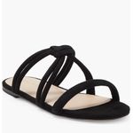 Stuart Weitzman Twist Knot Leather Slide Sandal, Designer Size 8, Black, NWT Photo 1