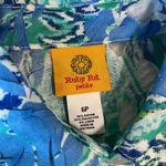 Ruby Rd  Blue Floral Button Down Front Blouse Womens 6P Linen Coastal Grandma Photo 8