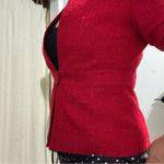 Adrianna Papell Women Vintage Red Beaded Blazer Jacket Button Closure Size 10 Photo 2