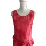 J CREW Gingham Peplum Tie Back Tank Top Size Small Pink Photo 2