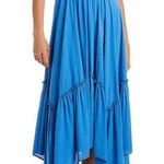 AQUA  Caribbean blue smocked bodice midi halter dress. Textured fabric.Size M NWT Photo 1