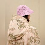 Maje  Palm Tree Print Jacket Hooded Zip Front M (Size 10) NWT Elastic Waist Photo 6