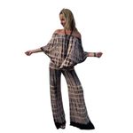 Butterfly Off the Shoulder Jumpsuit in Black and Tan Size undefined Photo 3