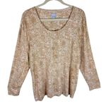 Chico's  Tan Cream Snakeskin Scoop Neck Long Sleeve Rayon Stretch Pullover Top XL Photo 0